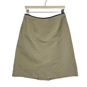 Lida Baday Skirt Womens 10 Tan Silk‎ Blend Pleated Lined Back Slit Officecore